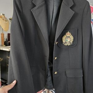 Ralph Lauren Luxury Black Embossed Assic Patch Blazer/gold Engraved buttons